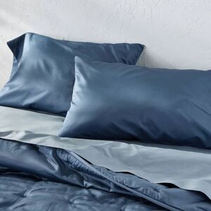 Casaluna - Standard 600 Thread Count Sateen Pillowcases Dark  Blue